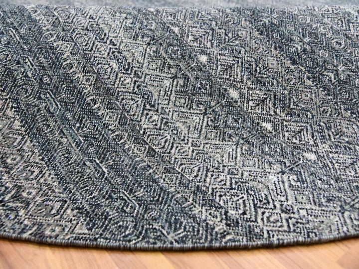 9'11" x 10'0" New Hand Knotted Grey Wool Round Oriental Rug - MOA10279785