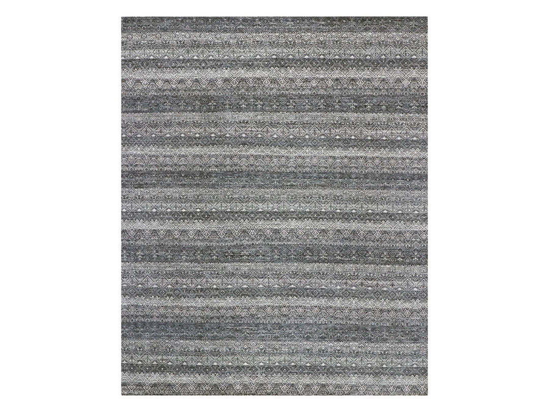 8'0" x 10'1" New Hand Knotted Grey Wool Rectangle Oriental Rug - MOA10279787