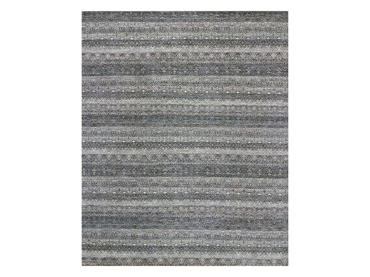 8'0" x 10'1" New Hand Knotted Grey Wool Rectangle Oriental Rug - MOA10279787