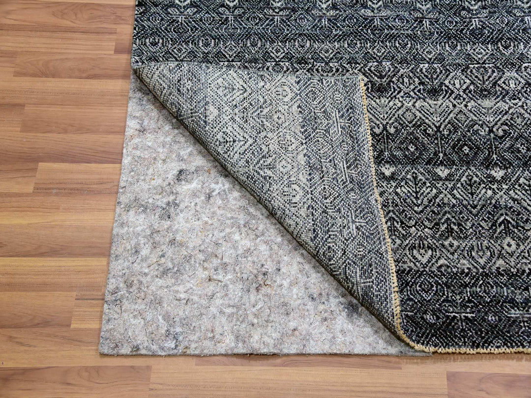 8'0" x 10'1" New Hand Knotted Grey Wool Rectangle Oriental Rug - MOA10279787