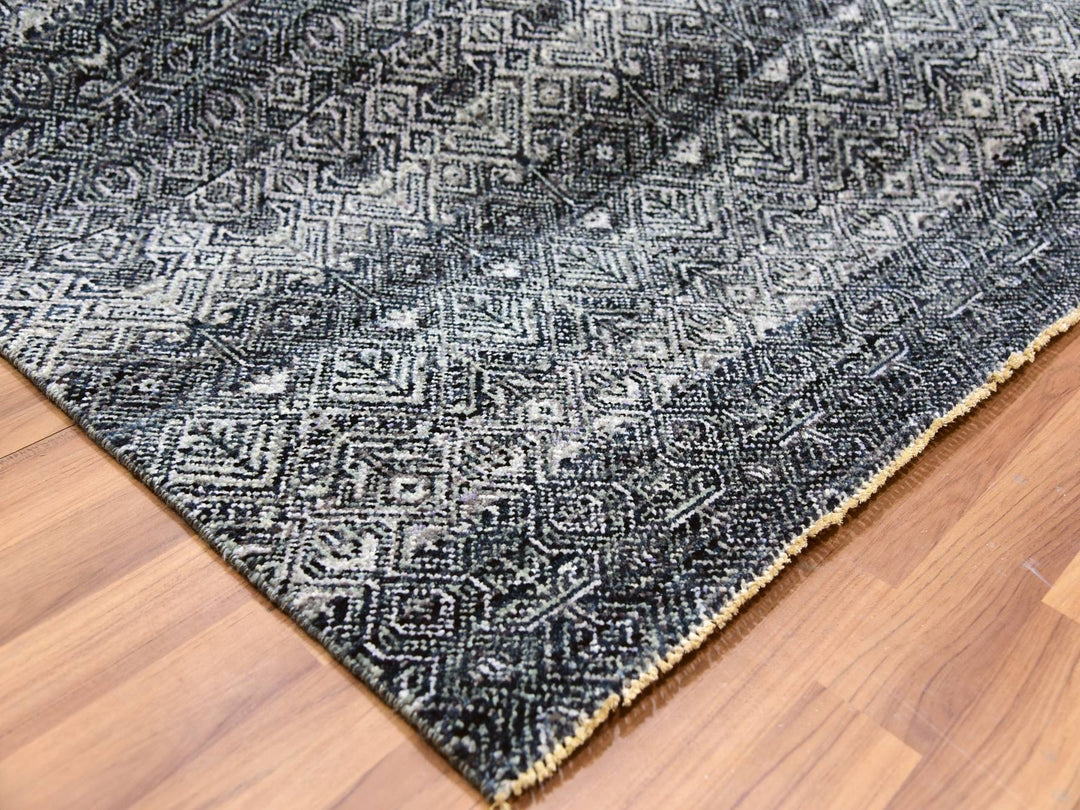 8'0" x 10'1" New Hand Knotted Grey Wool Rectangle Oriental Rug - MOA10279787