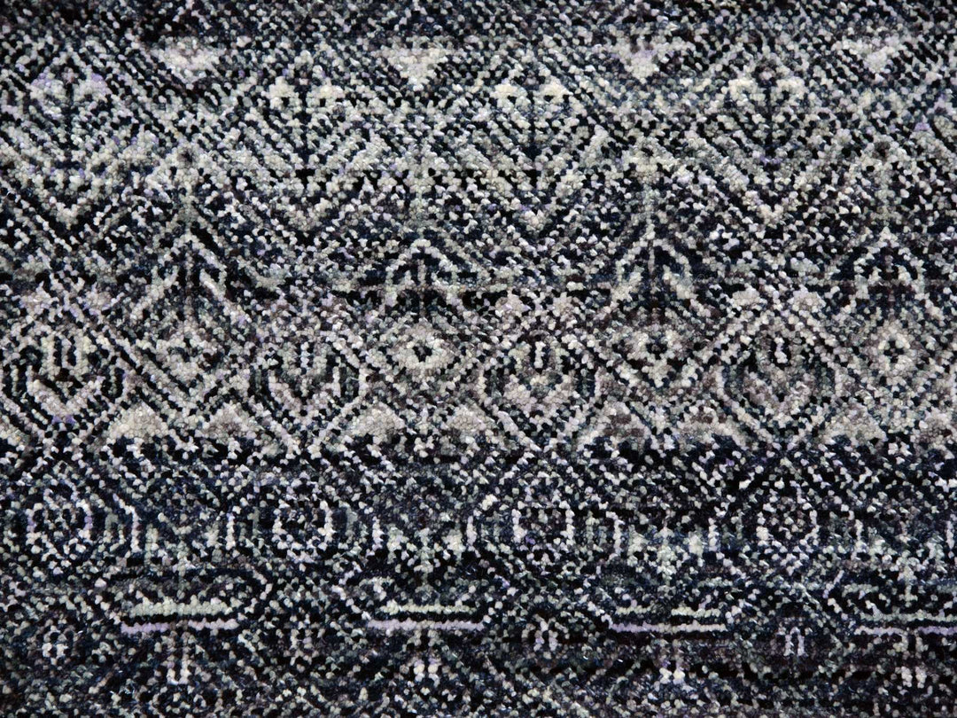 8'0" x 10'1" New Hand Knotted Grey Wool Rectangle Oriental Rug - MOA10279787