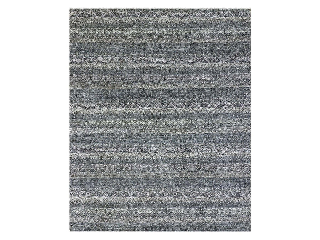 8'0" x 9'11" New Hand Knotted Grey Wool Rectangle Oriental Rug - MOA10279788