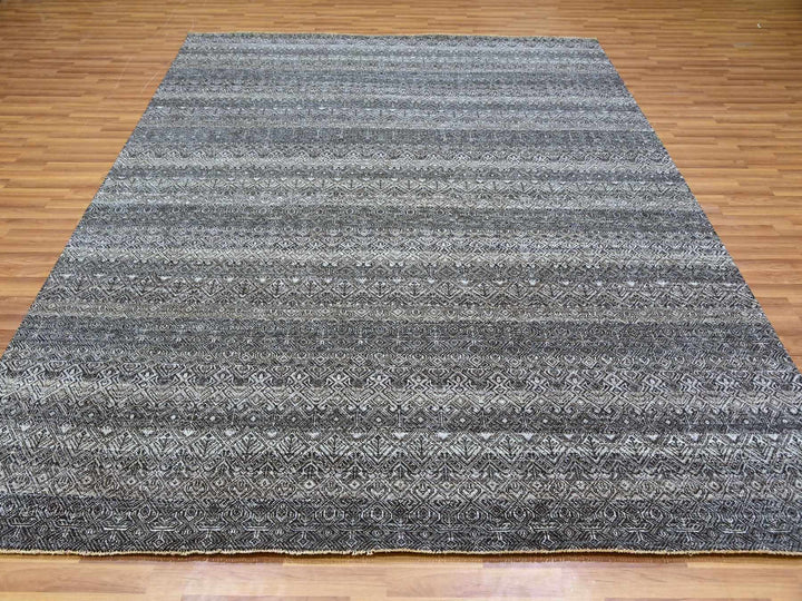 8'0" x 9'11" New Hand Knotted Grey Wool Rectangle Oriental Rug - MOA10279788