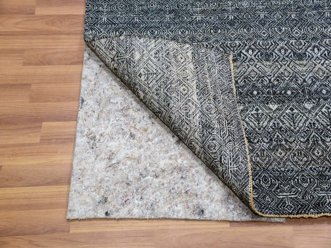 8'0" x 9'11" New Hand Knotted Grey Wool Rectangle Oriental Rug - MOA10279788