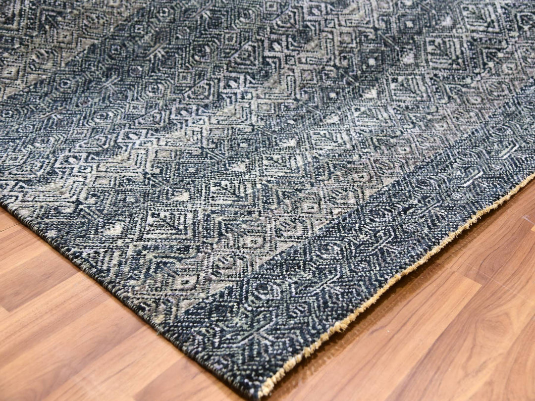 8'0" x 9'11" New Hand Knotted Grey Wool Rectangle Oriental Rug - MOA10279788