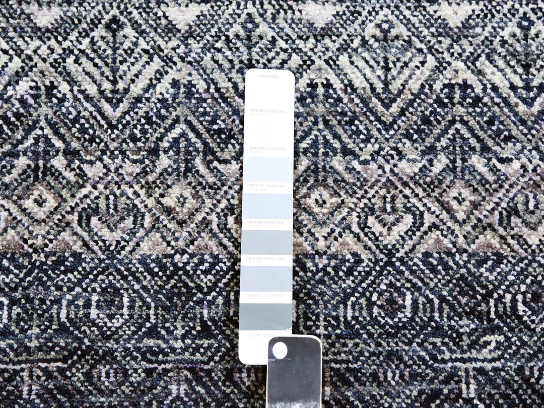 8'0" x 9'11" New Hand Knotted Grey Wool Rectangle Oriental Rug - MOA10279788