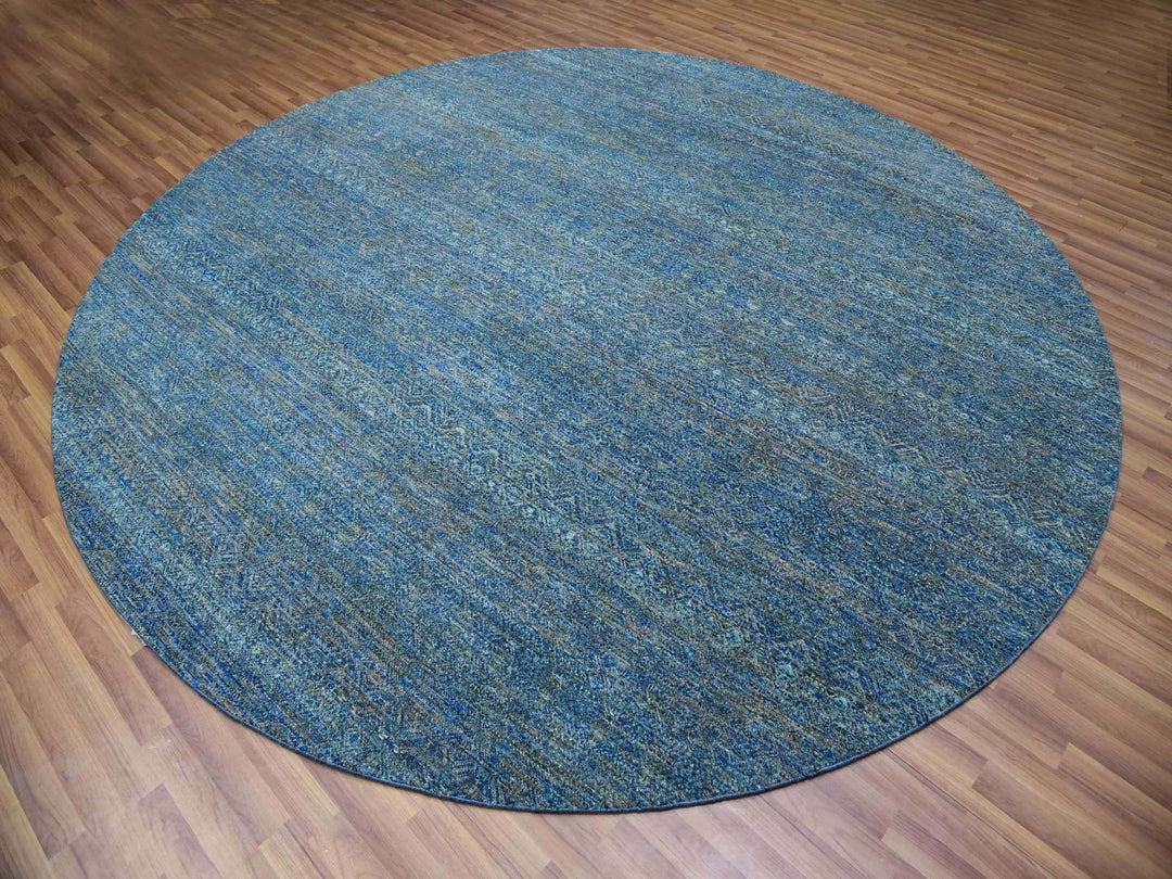 9'11" x 10'0" New Hand Knotted Green Wool Round Oriental Rug - MOA10279790