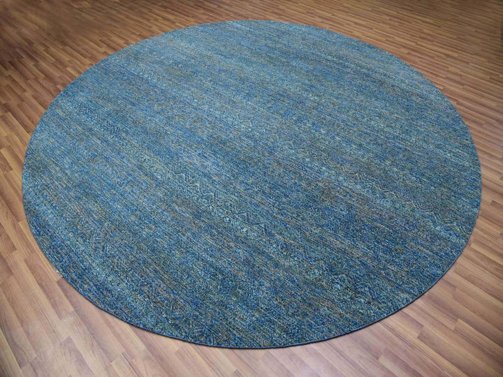 9'11" x 10'0" New Hand Knotted Green Wool Round Oriental Rug - MOA10279790