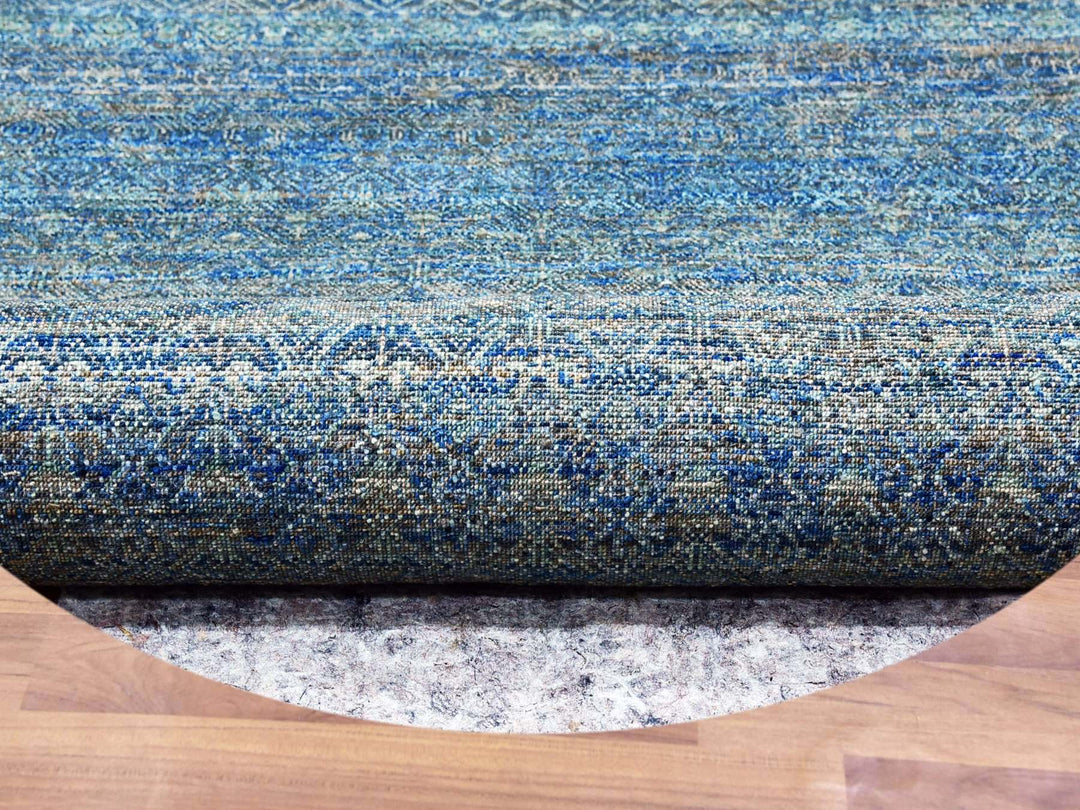 9'11" x 10'0" New Hand Knotted Green Wool Round Oriental Rug - MOA10279790