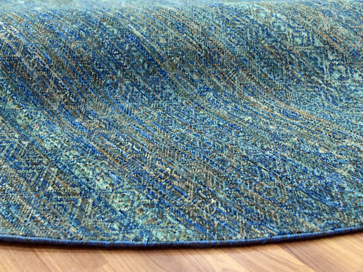 9'11" x 10'0" New Hand Knotted Green Wool Round Oriental Rug - MOA10279790