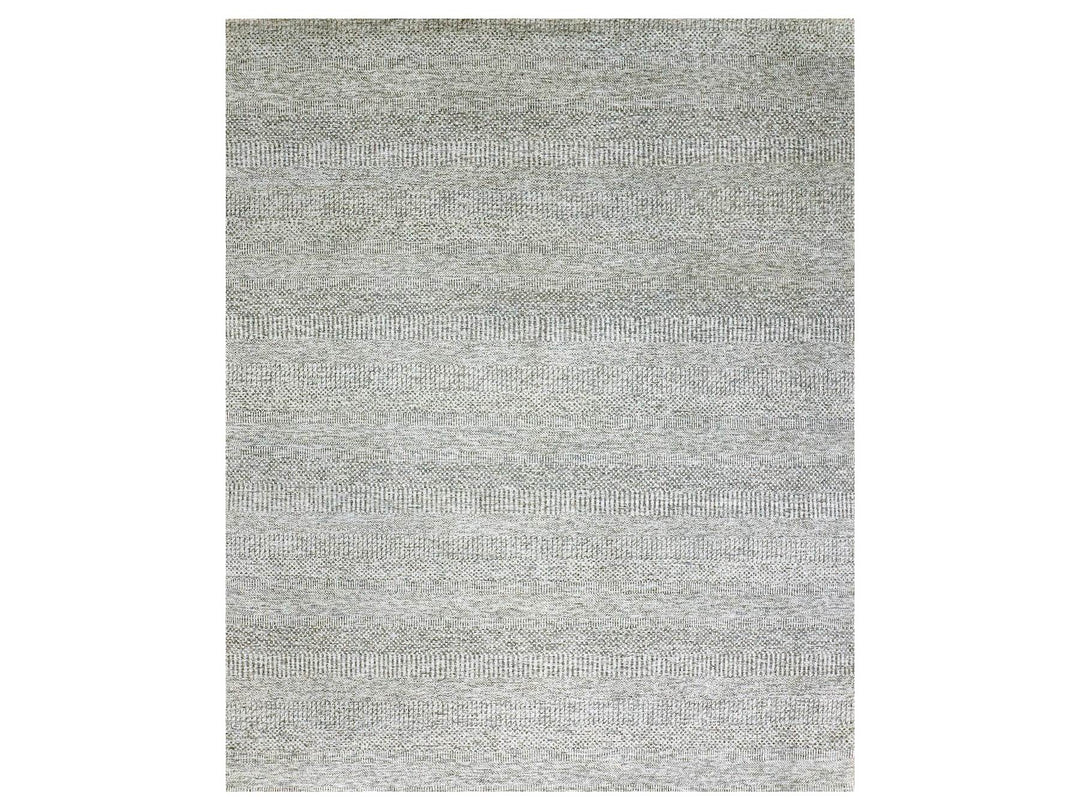 8'1" x 9'11" New Hand Knotted Grey Wool Rectangle Oriental Rug - MOA10279793