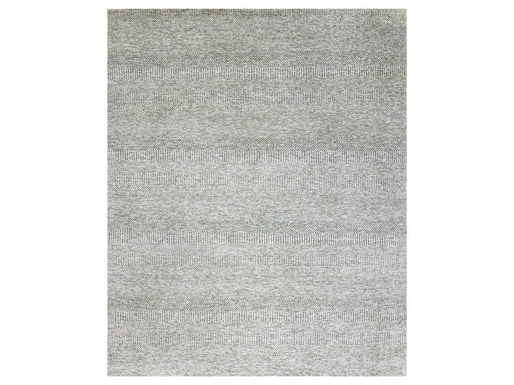 8'1" x 9'11" New Hand Knotted Grey Wool Rectangle Oriental Rug - MOA10279793