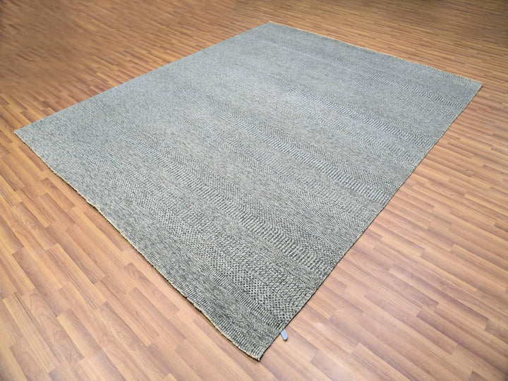 8'1" x 9'11" New Hand Knotted Grey Wool Rectangle Oriental Rug - MOA10279793