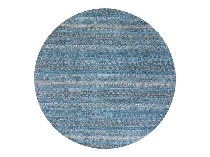 9'11" x 10'0" New Hand Knotted Blue Wool Round Oriental Rug - MOA10279795