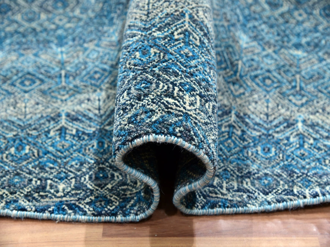 9'11" x 10'0" New Hand Knotted Blue Wool Round Oriental Rug - MOA10279795