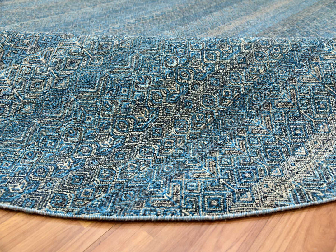 9'11" x 10'0" New Hand Knotted Blue Wool Round Oriental Rug - MOA10279795