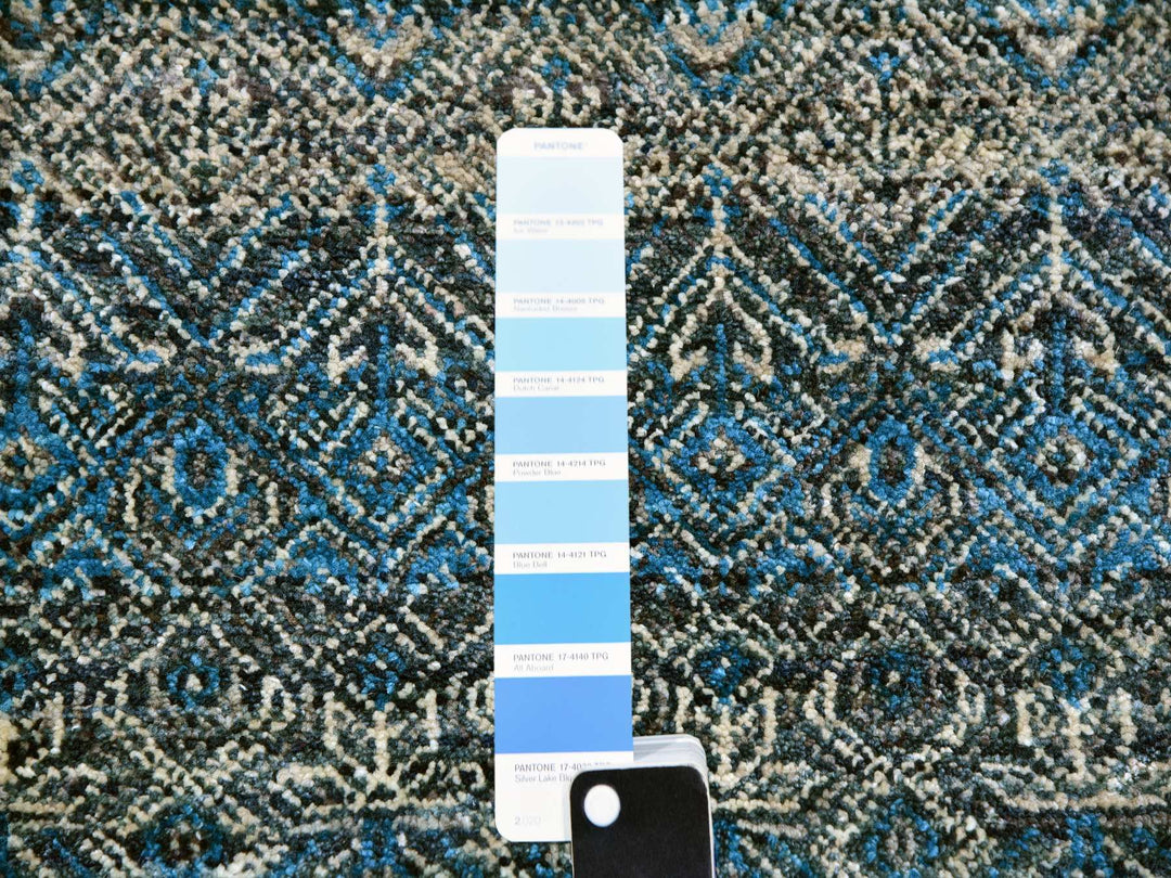 9'11" x 10'0" New Hand Knotted Blue Wool Round Oriental Rug - MOA10279795