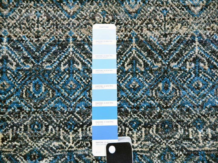 9'11" x 10'0" New Hand Knotted Blue Wool Round Oriental Rug - MOA10279795