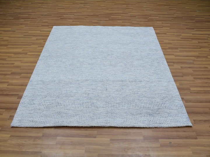 6'0" x 6'0" New Hand Knotted Grey Wool Square Oriental Rug - MOA10279797