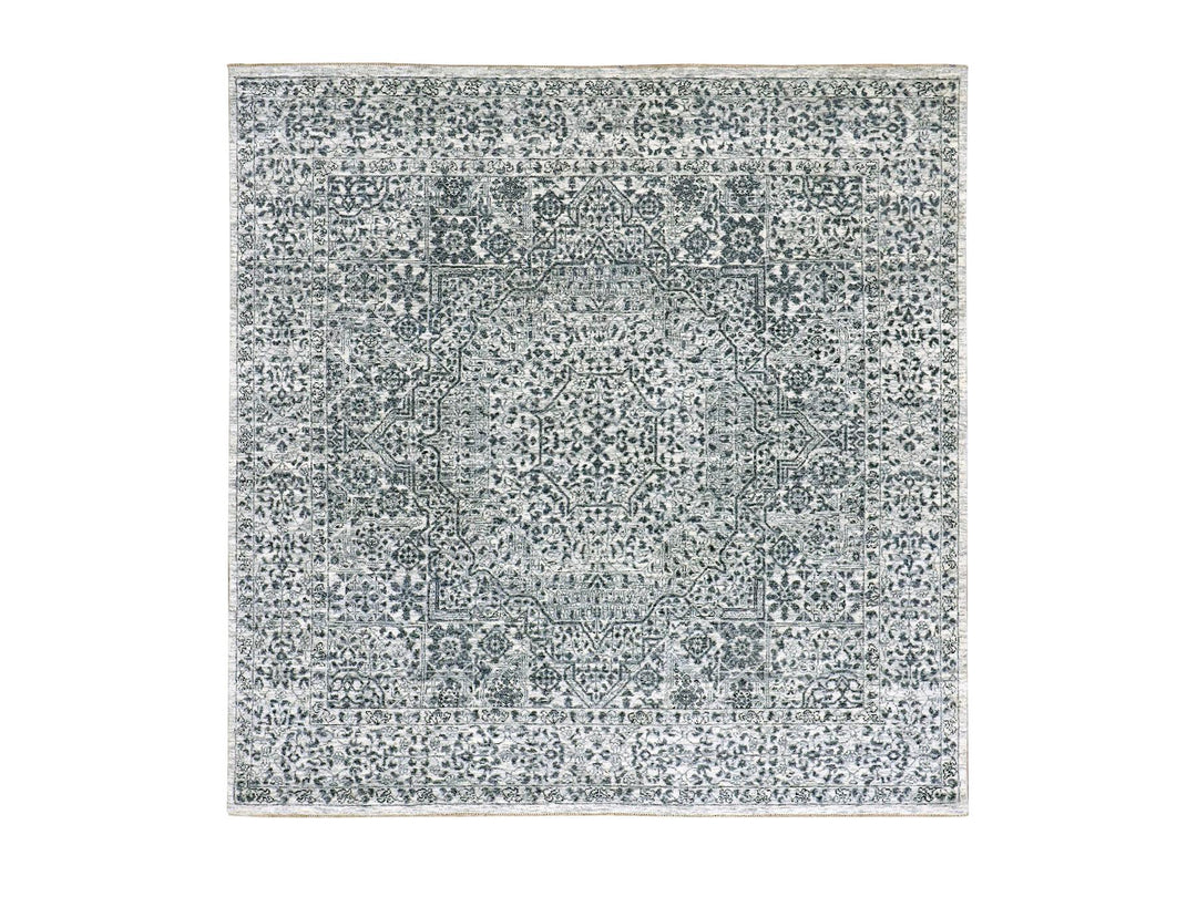6'0" x 6'0" New Hand Knotted Ivory Wool Square Oriental Rug - MOA10279798