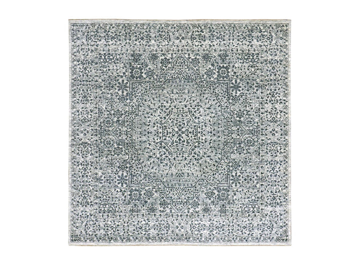 6'0" x 6'0" New Hand Knotted Ivory Wool Square Oriental Rug - MOA10279798