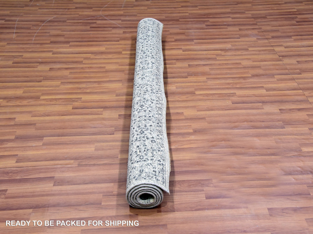 6'0" x 6'0" New Hand Knotted Ivory Wool Square Oriental Rug - MOA10279798