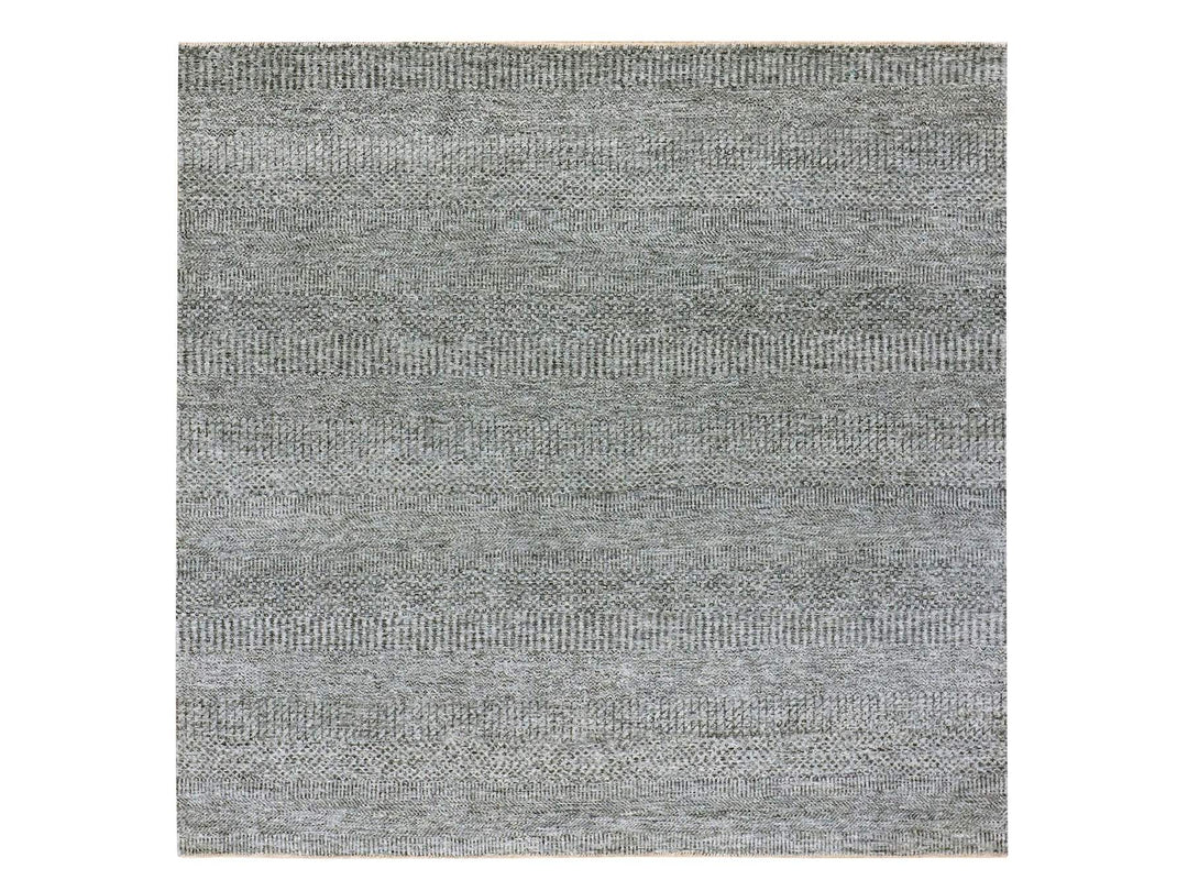 6'1" x 6'6" New Hand Knotted Grey Wool Square Oriental Rug - MOA10279799