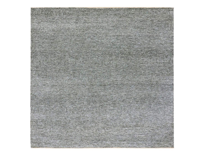 6'1" x 6'6" New Hand Knotted Grey Wool Square Oriental Rug - MOA10279799