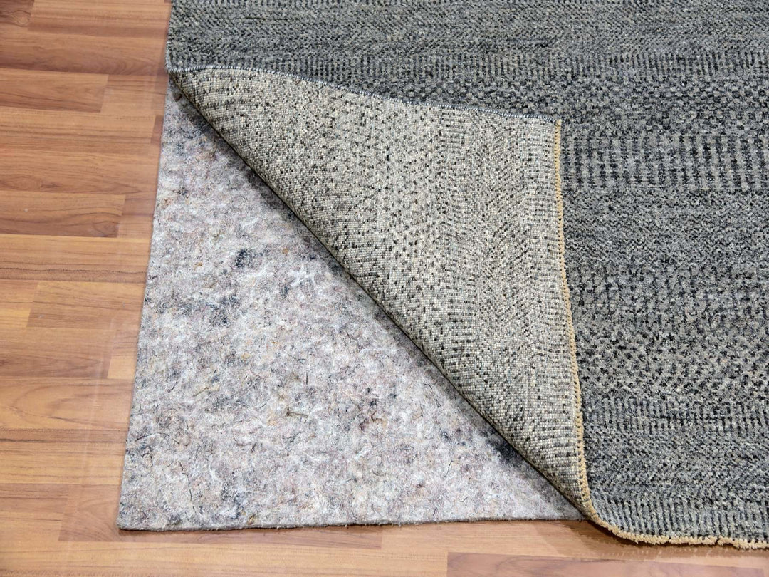 6'1" x 6'6" New Hand Knotted Grey Wool Square Oriental Rug - MOA10279799