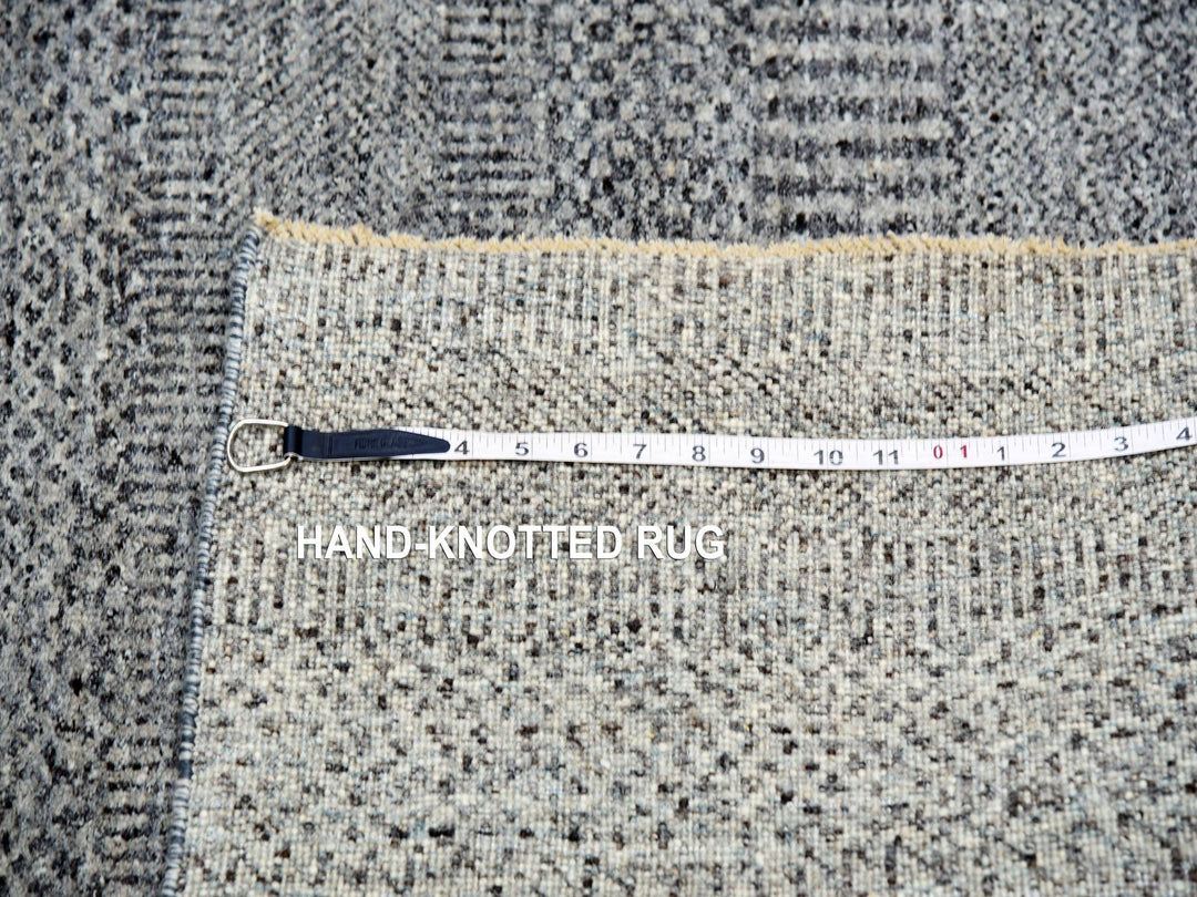 6'1" x 6'6" New Hand Knotted Grey Wool Square Oriental Rug - MOA10279799