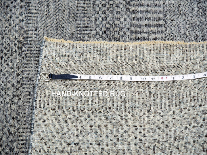 6'1" x 6'6" New Hand Knotted Grey Wool Square Oriental Rug - MOA10279799