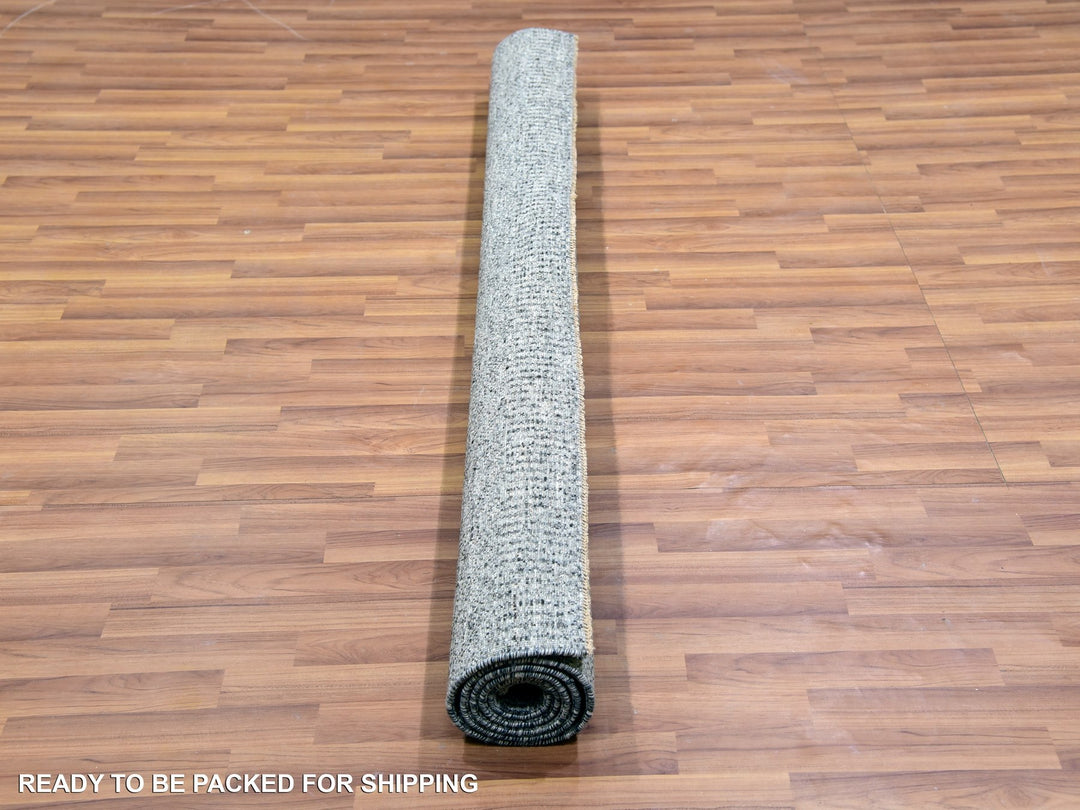 6'1" x 6'6" New Hand Knotted Grey Wool Square Oriental Rug - MOA10279799