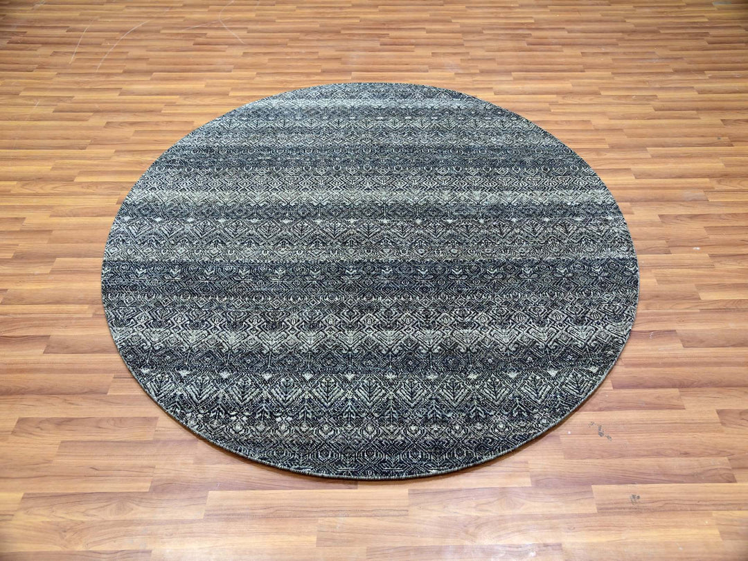 6'0" x 6'1" New Hand Knotted Grey Wool Rectangle Oriental Rug - MOA10279801