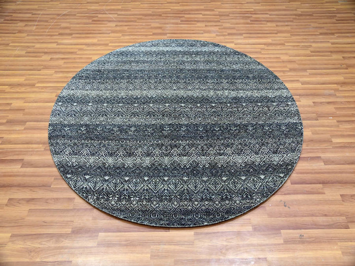 6'0" x 6'1" New Hand Knotted Grey Wool Rectangle Oriental Rug - MOA10279801