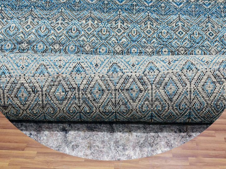 5'11" x 6'0" New Hand Knotted Blue Wool Round Oriental Rug - MOA10279802
