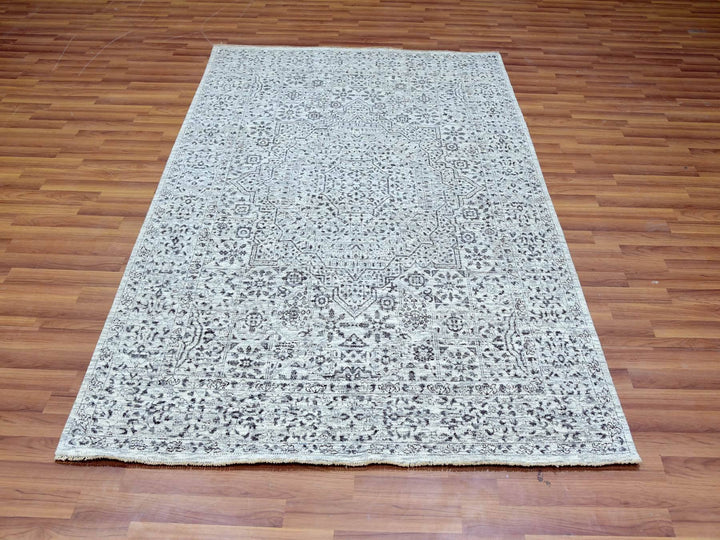 5'0" x 7'1" New Hand Knotted Ivory Wool Rectangle Oriental Rug - MOA10279803
