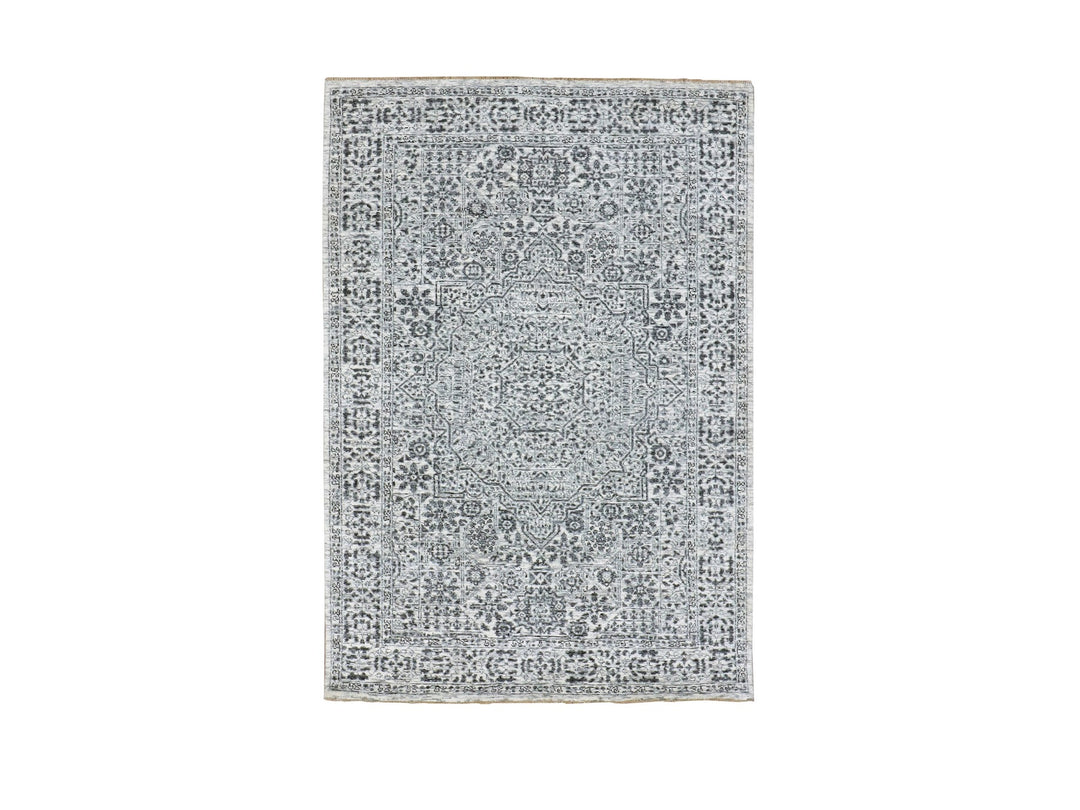4'1" x 6'2" New Hand Knotted Ivory Wool Rectangle Oriental Rug - MOA10279806