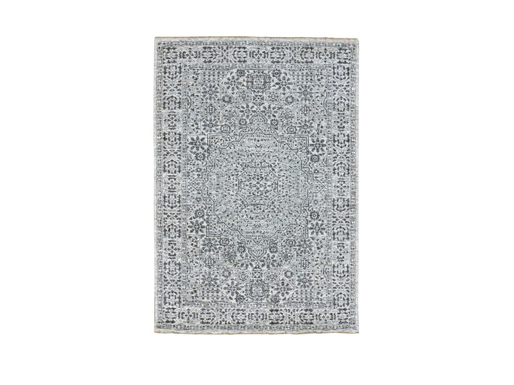 4'1" x 6'2" New Hand Knotted Ivory Wool Rectangle Oriental Rug - MOA10279806