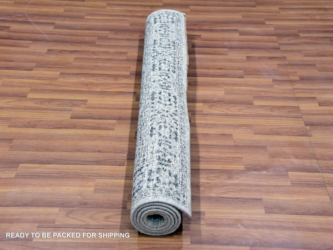 4'1" x 6'2" New Hand Knotted Ivory Wool Rectangle Oriental Rug - MOA10279806
