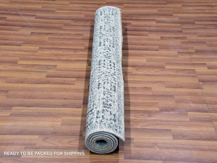 4'1" x 6'2" New Hand Knotted Ivory Wool Rectangle Oriental Rug - MOA10279806