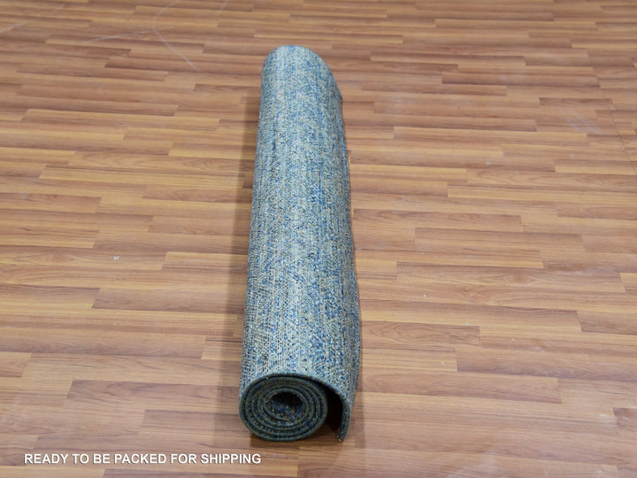4'1" x 5'11" New Hand Knotted Green Wool Rectangle Oriental Rug - MOA10279807
