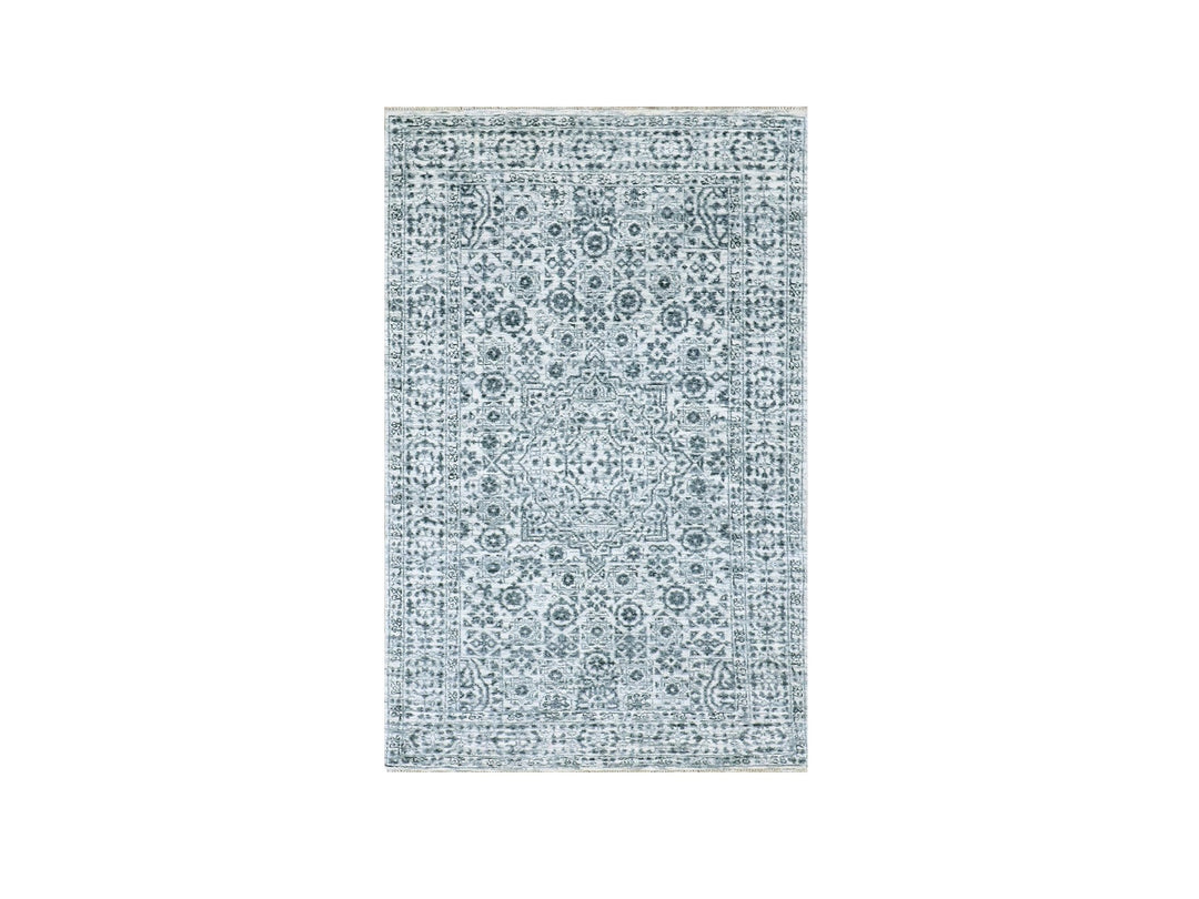 2'11" x 5'3" New Hand Knotted Ivory Wool Rectangle Oriental Rug - MOA10279810