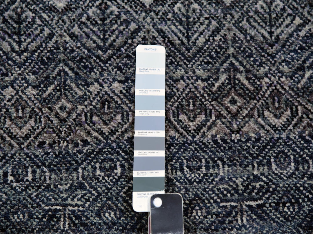2'6" x 12'2" New Hand Knotted Grey Wool Runner Oriental Rug - MOA10279811
