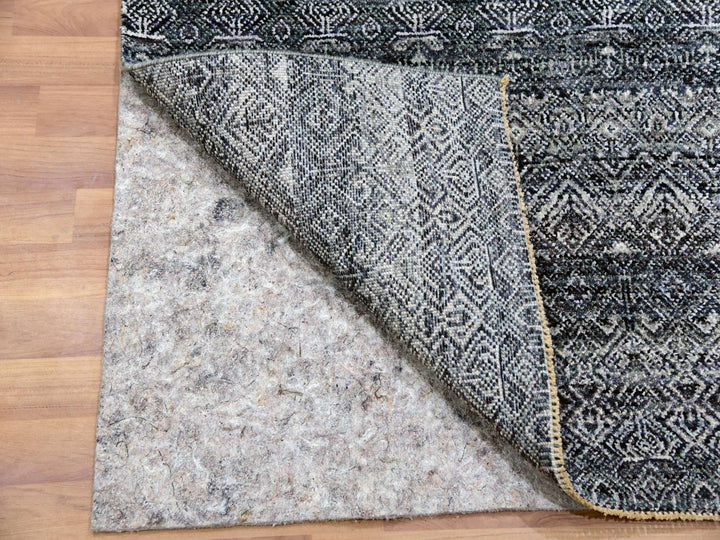 2'7" x 10'1" New Hand Knotted Grey Wool Runner Oriental Rug - MOA10279813