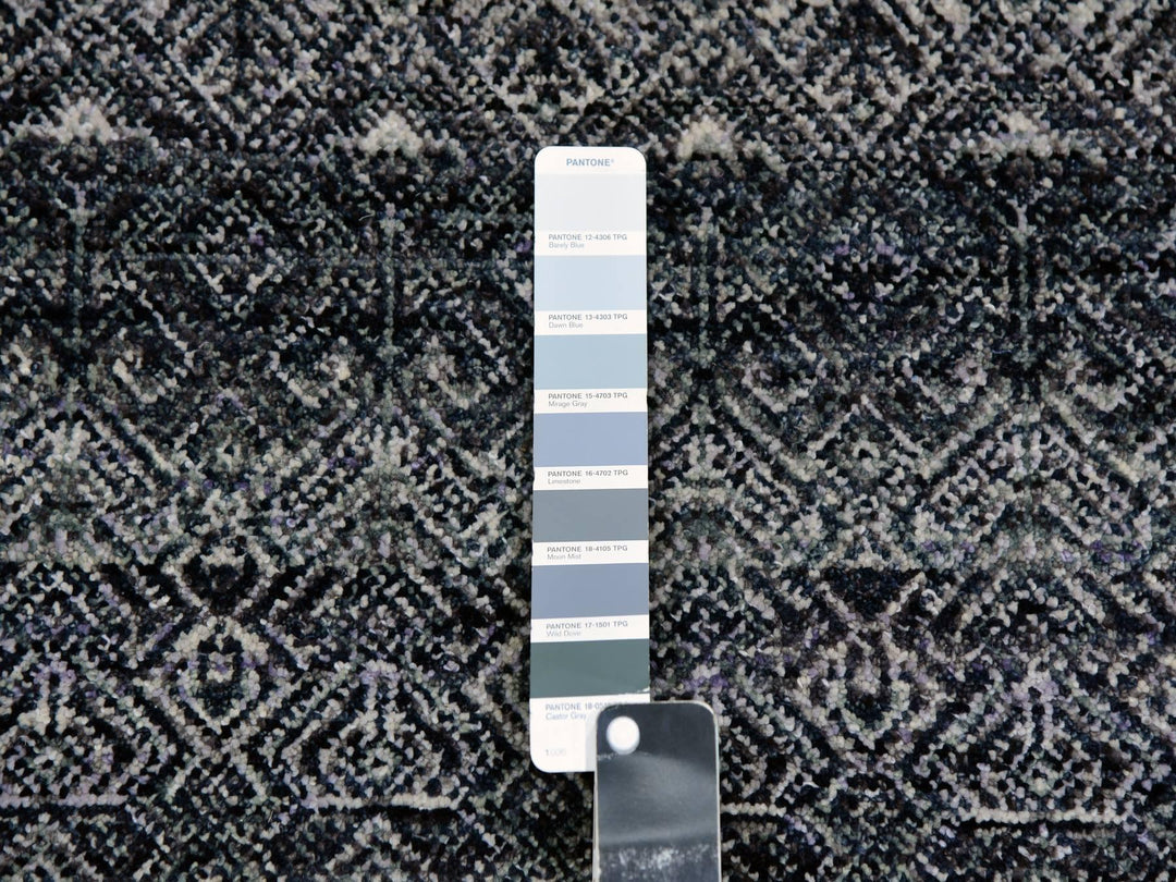 2'7" x 10'1" New Hand Knotted Grey Wool Runner Oriental Rug - MOA10279813