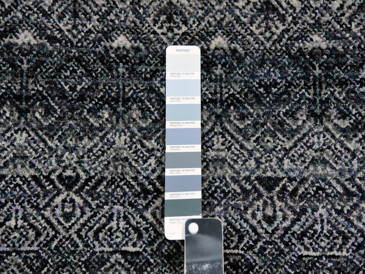 2'7" x 10'1" New Hand Knotted Grey Wool Runner Oriental Rug - MOA10279813
