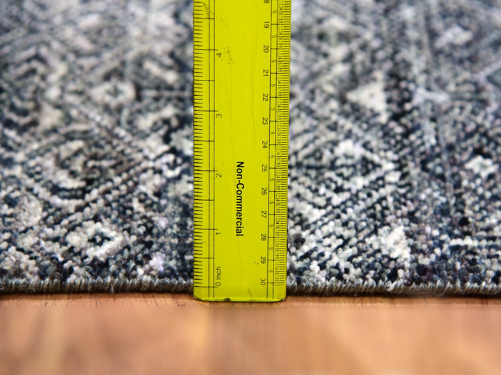 2'7" x 10'1" New Hand Knotted Grey Wool Runner Oriental Rug - MOA10279813