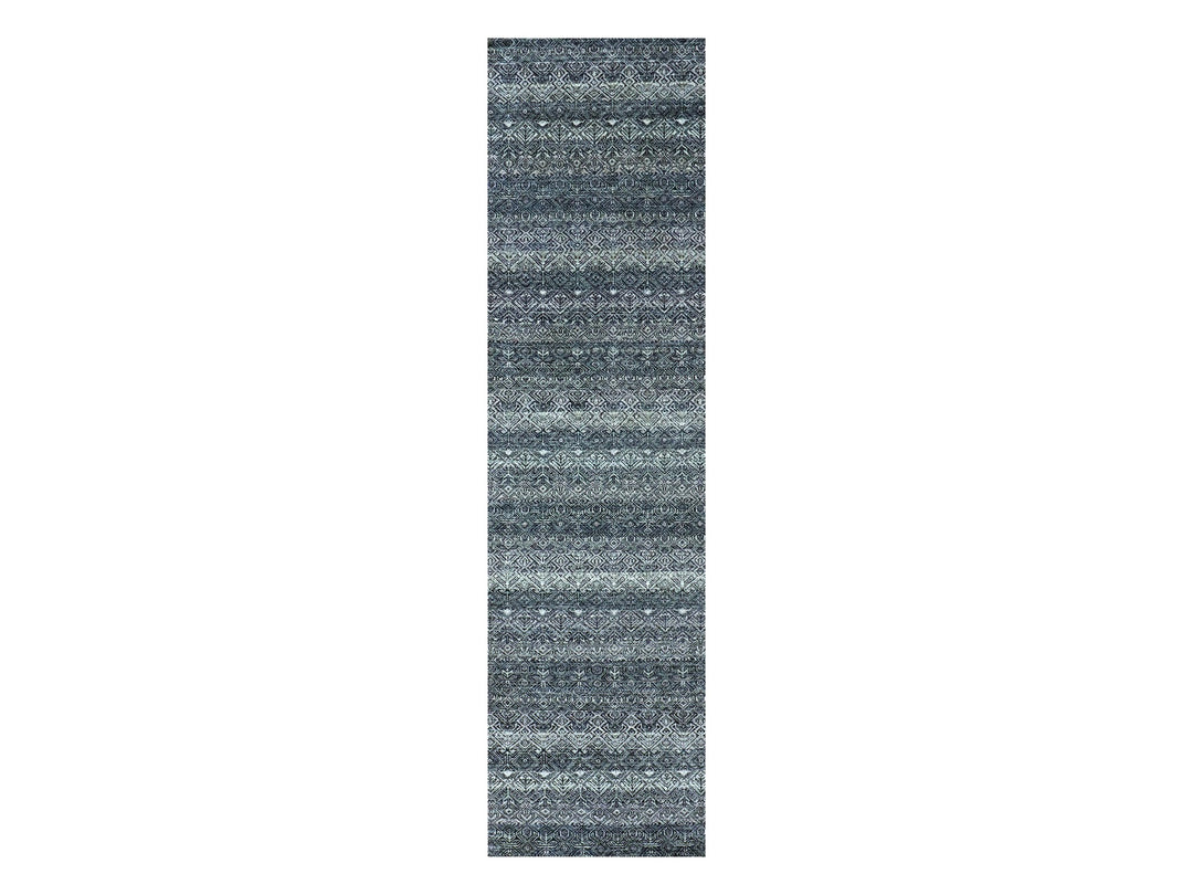 2'8" x 10'0" New Hand Knotted Grey Wool Runner Oriental Rug - MOA10279814