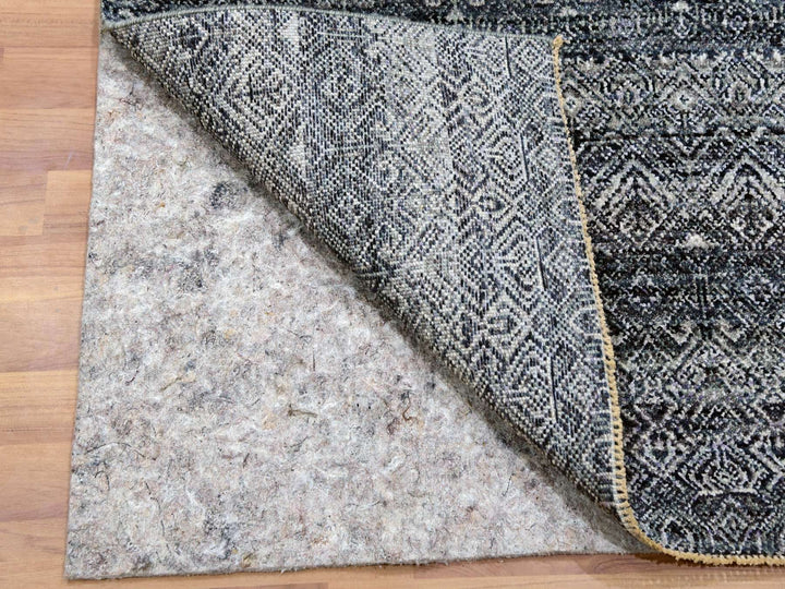 2'8" x 10'0" New Hand Knotted Grey Wool Runner Oriental Rug - MOA10279814